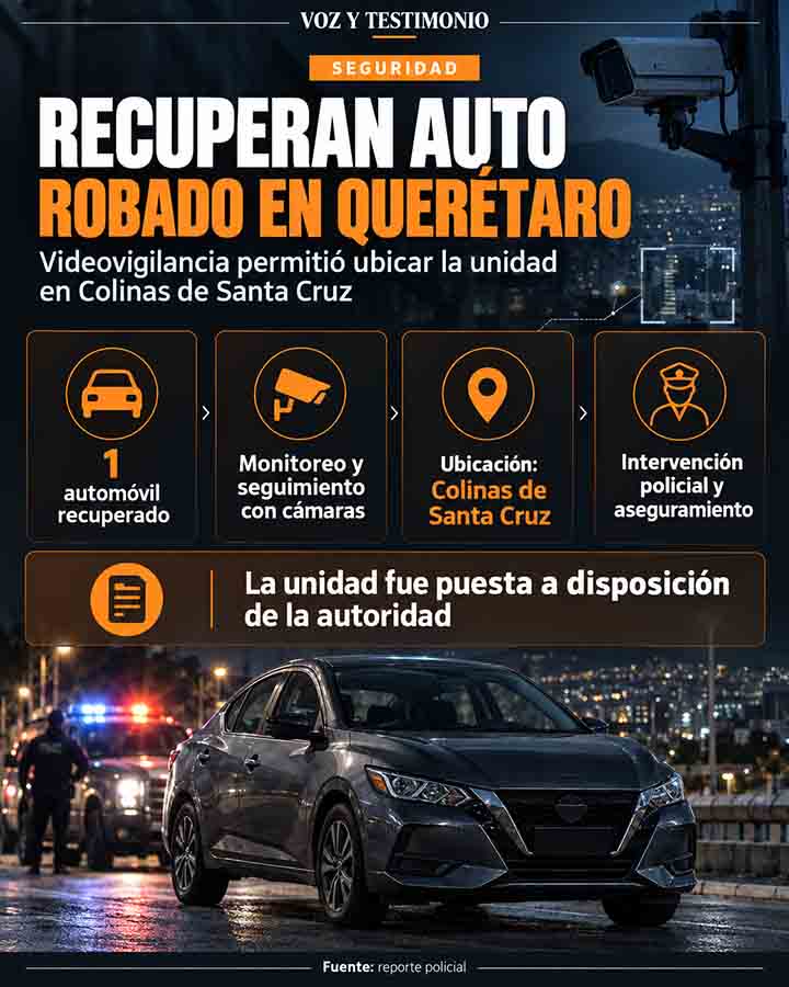 Infografía: Recuperan automóvil robado en Colinas de Santa Cruz