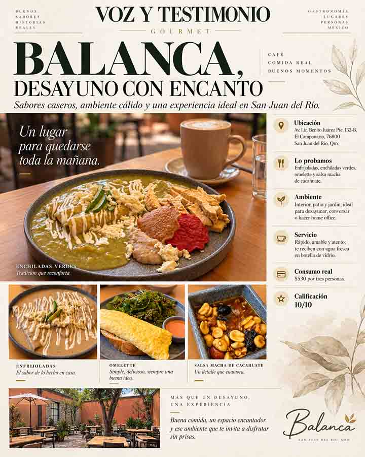 Ilustración editorial: Balanca: desayuno de 10 en San Juan del Río
