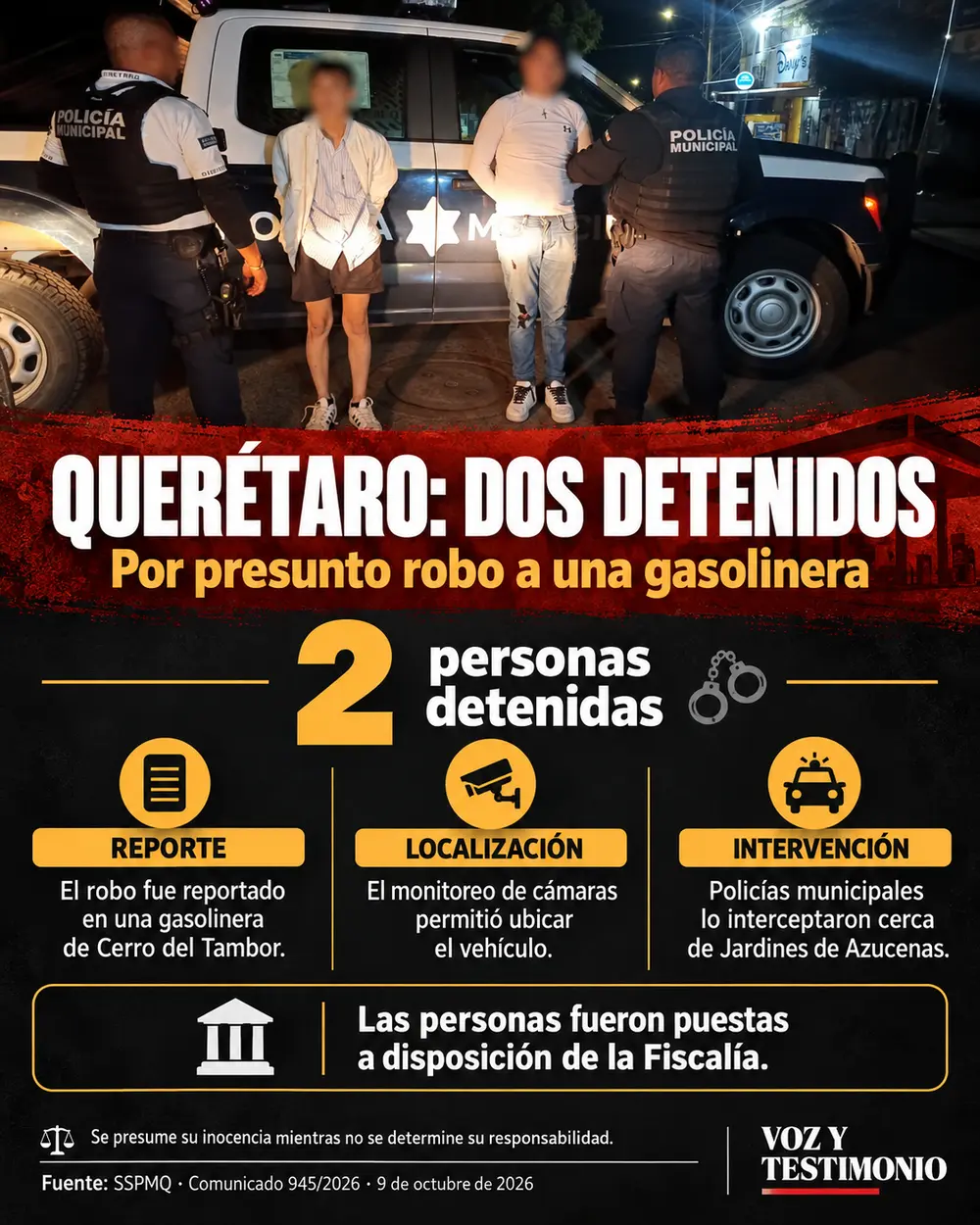 Infografía: Detienen a dos por robo en gasolinera queretana