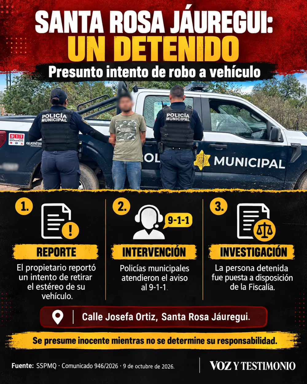 Infografía: Detenido por tentativa de robo en Santa Rosa