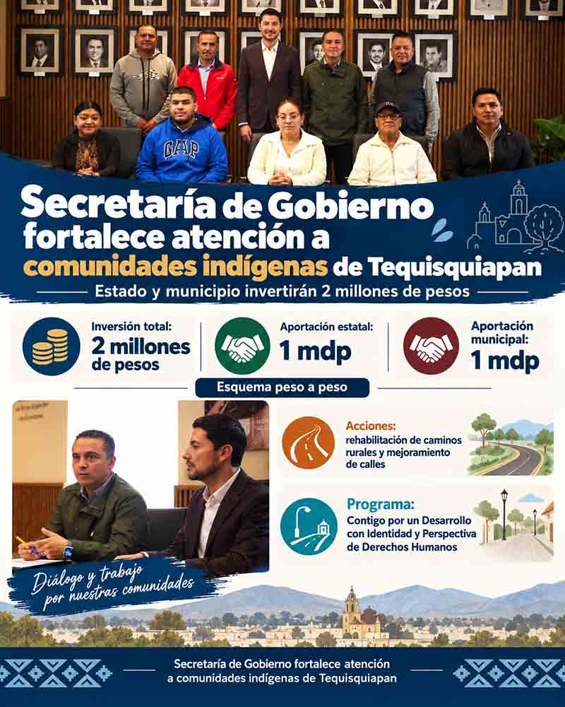 Infografía sobre convenio para comunidades indígenas de Tequisquiapan
